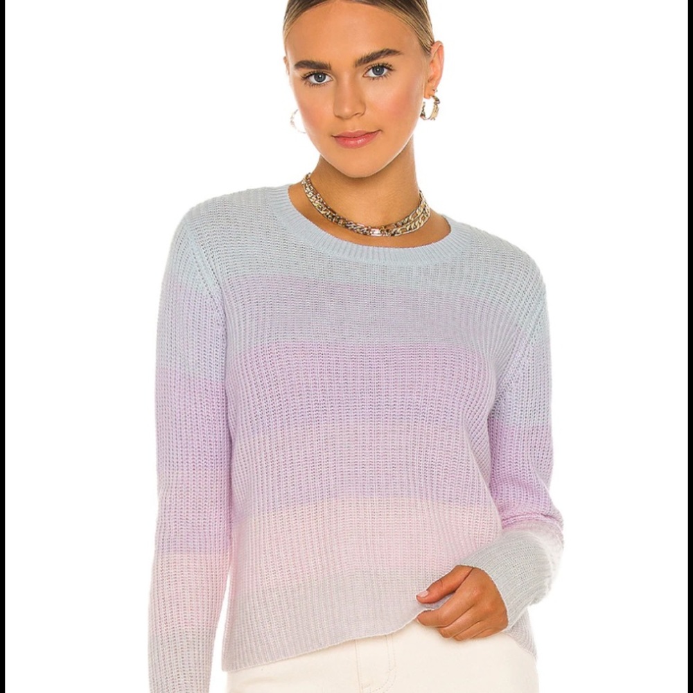 Brand new Autumn Cashmere Shaker Ombré Stripe Crew Sweater in Pastel Combo